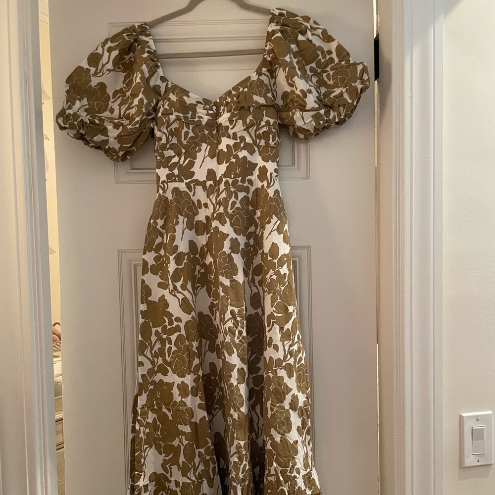 English Factory Free the Roses - Floral Puff Sleeve Midi Dress